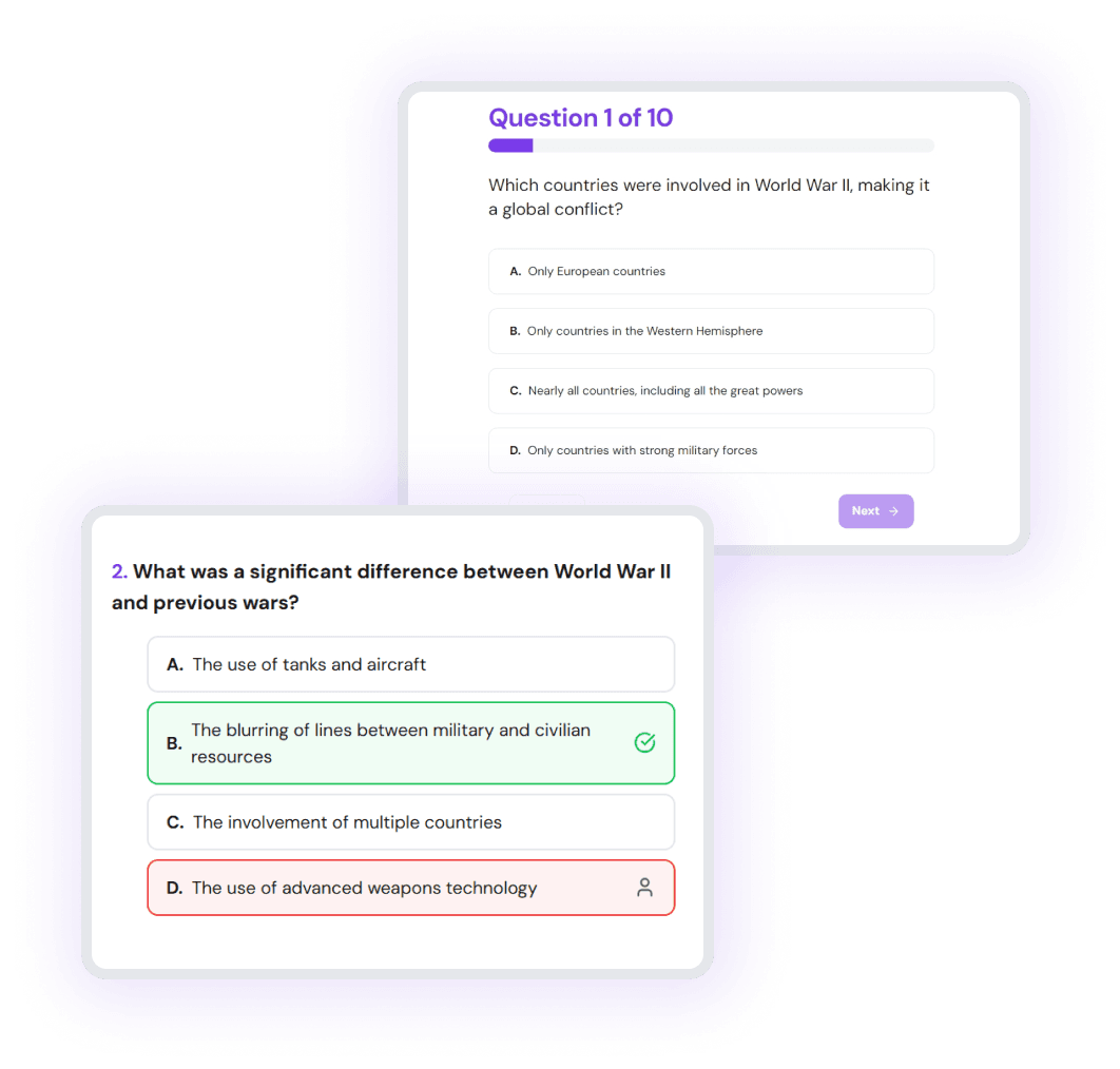 Quiz creation interface